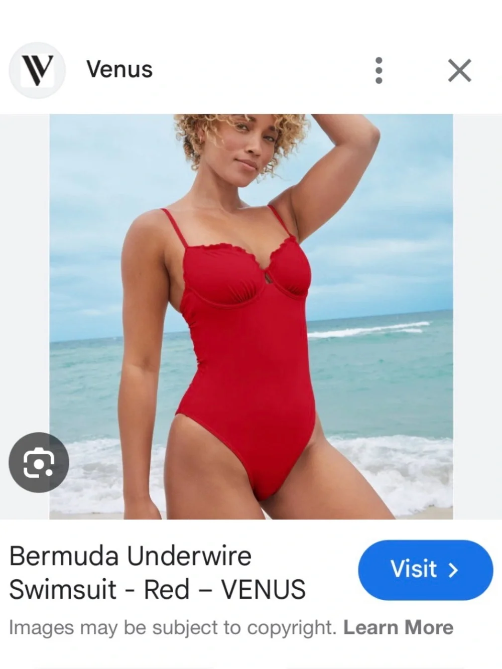 VENUS Red One-Piece Swimsuit with Underwire Cups - Picture 3 of 4